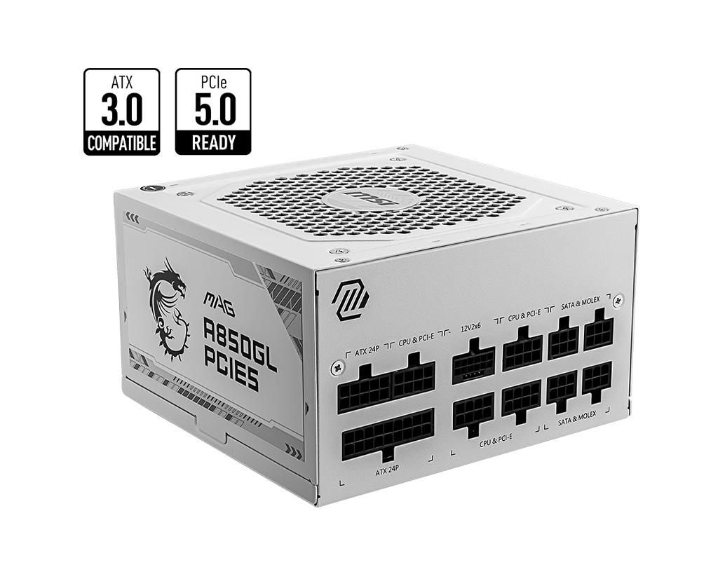 MSI CB Desktop PC Netzteil MAG A850GL PCIE5 WHITE - MSI e-Shop | Offiziell von MSI Deutschland