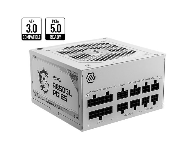 MSI CB Desktop PC Netzteil MAG A850GL PCIE5 WHITE - MSI e-Shop | Offiziell von MSI Deutschland